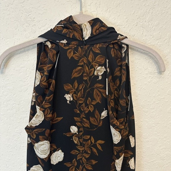 Emilia Wickstead Womens Midi Hailey Dress Cream Brown Floral Georgette Size 2 - Picture 6 of 10